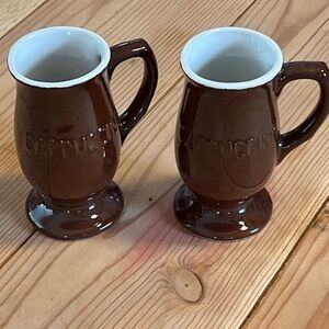 Brown Ceramic Cappuccino Mugs Set